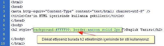 Cssin HTML i&ccedil;erisinde kullanım şekilleri, puseduo class &ouml;rnekleri
