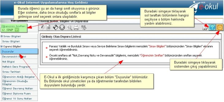 E-okulun Kullanımı Öğrenci - Veli Girişleri